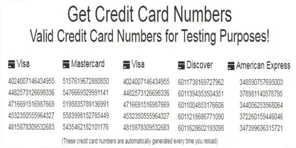 valid mastercard credit card numbers