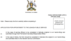 Uganda Public Service PSC Form 3