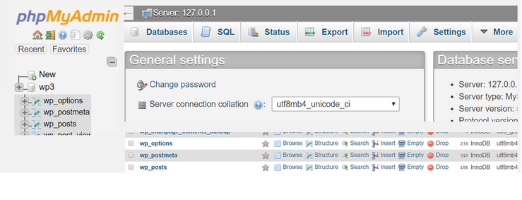 WordPress phpMyAdmin